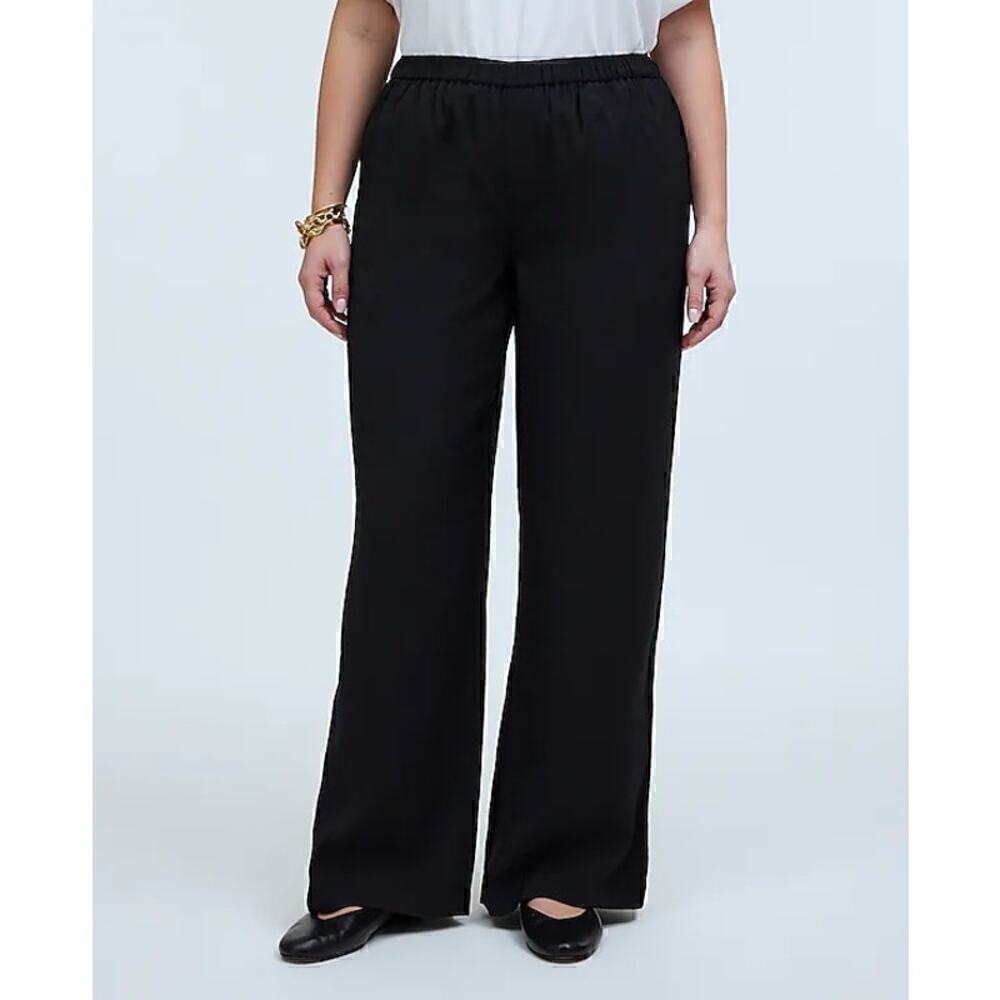 Madewell Softdrape Pants Pull On Wide Leg High Rise True Black NWT Size XXS